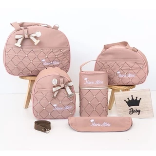 Bolsa Maternidade Personalizada 5 Peças Pérola em Oferta na Shopee