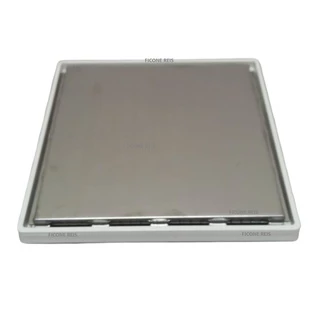 Ralo 15x15 Banheiro Inox Polido Oculto com Tela Anti Insetos e Suporte - Ficone Reis