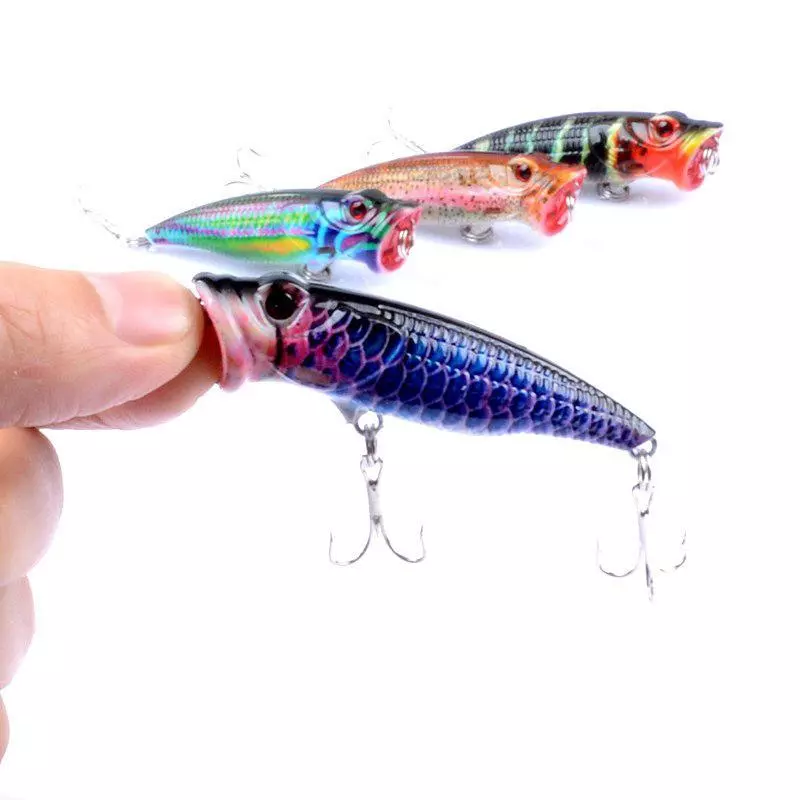 65mm/7.9g Flutuante Popper Iscas De Pesca Isca Crankbait Com Gancho Biônico Jerkbait