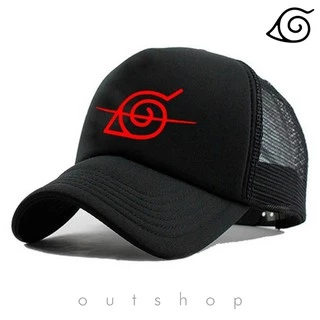 Boné Naruto Símbolo da Aldeia da Folha Anime Aba Curva Telinha Branco e Preto