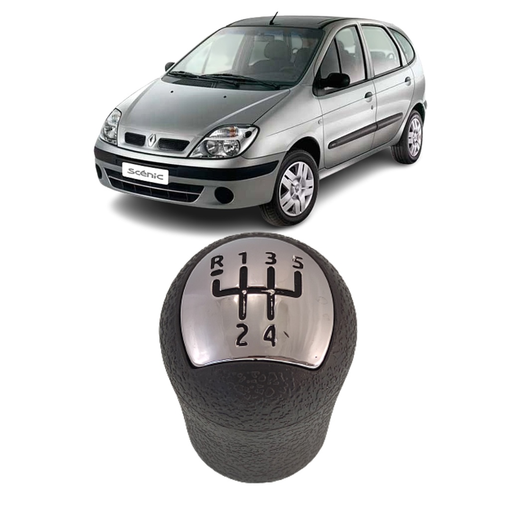 Bola Manopla Cambio Renault Scenic 2005 2006 2007 2008 cinza com Lente Cromada