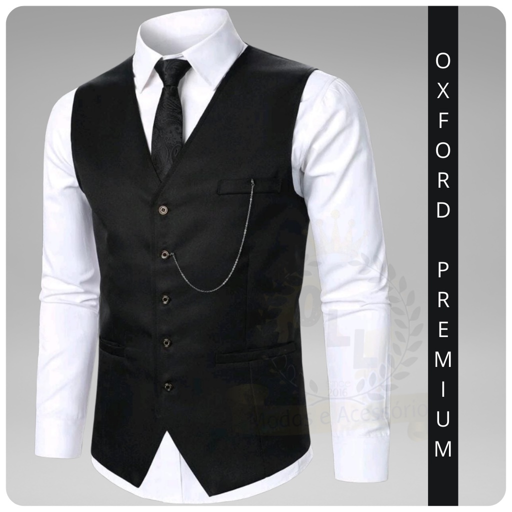 Colete masculino bar III lã mistura slim fit preto/branco preto/branco