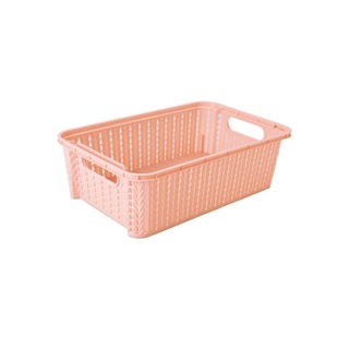 Cesta de Plástico Retangular Organizadora 2,1 L Empilhável Trama Vinho Malbec-Rosa Pastel