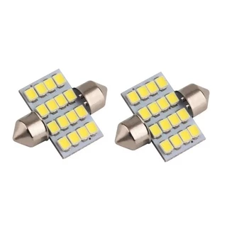 Par Lampada Torpedo 31mm 16 Leds Smd Super Branca