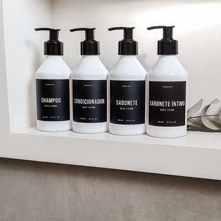 Frasco Branco 250 Ml Diversos Rótulos Pote Dispenser Shampoo Sabonete Bemhaus