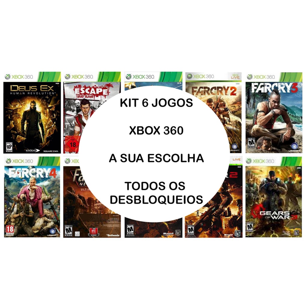 Kit 6 Jogos Xbox 360 - Destravado a sua Escolha