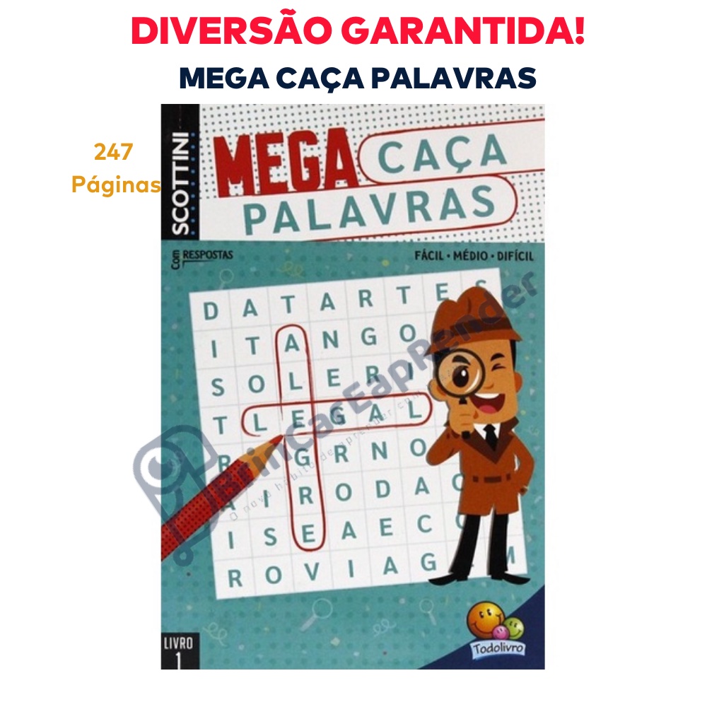 Livro De Passatempos Caça Palavras Fácil Médio E Difícil