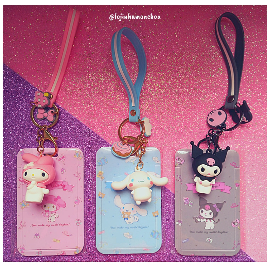 Porta Cartão Chaveiro Kawaii da My Melody, Cinnamoroll, Kuromi