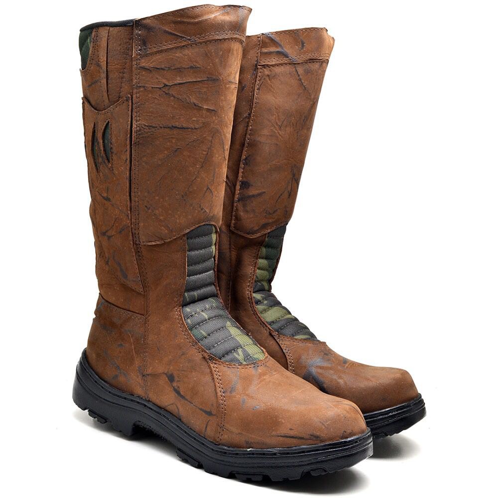 Bota Coturno Pantaneira Caça e Pesca Anti Picadas Couro