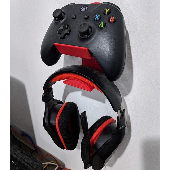 Suporte Headset Gamer e Controle Console Playstation ou Xbox para Parede ou Painel Fixo com 2 Parafusos