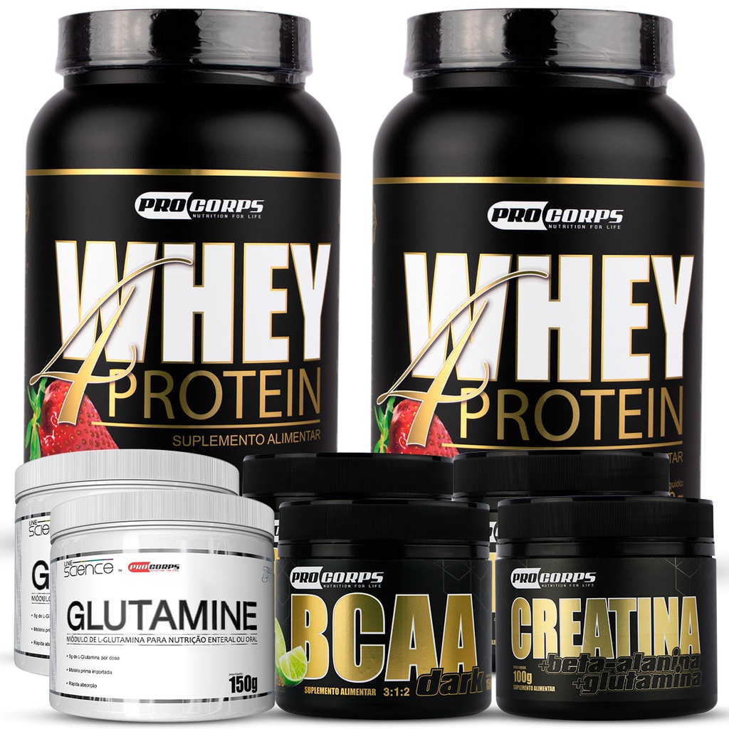 2 Whey Beta Pro Corps 900g+ 2 Bcaa +2 Creatina +2 Glutamina Shopee Brasil
