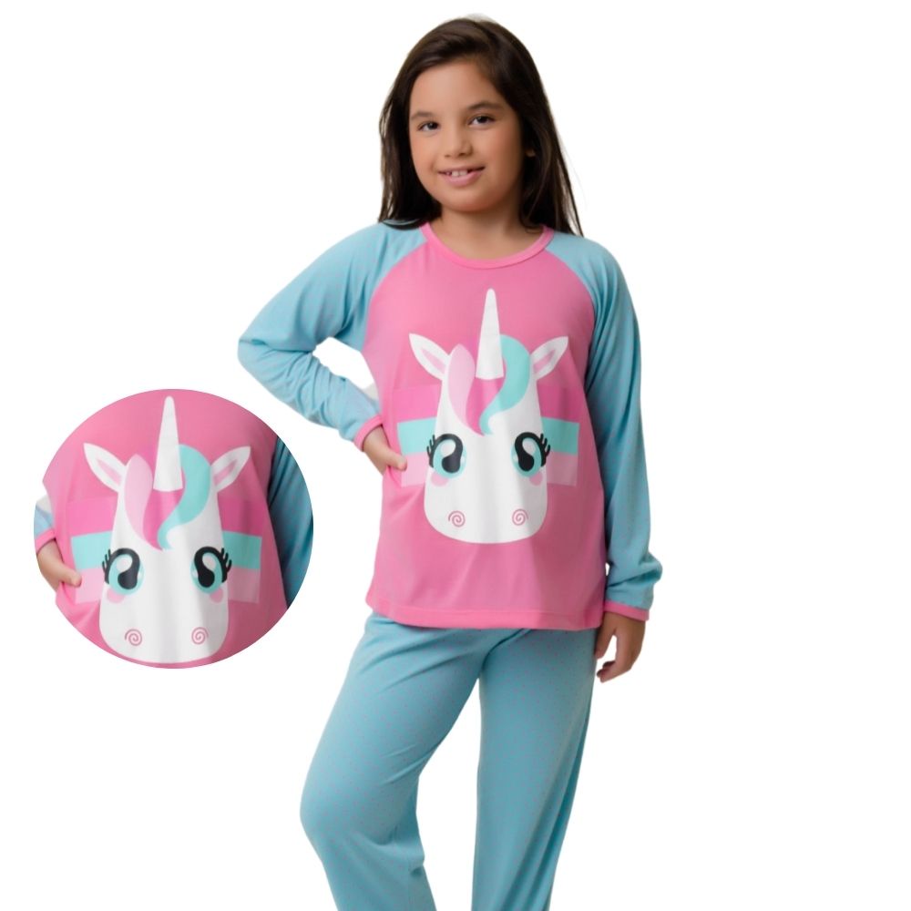 Pijama Feminino Infantil Para O Inverno Frio Modelo Fechado E Com ...