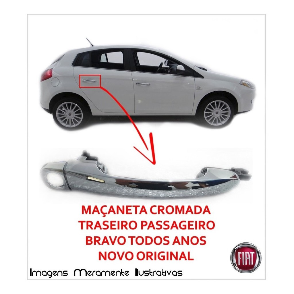 Maçaneta Cromada Traseiro Passageiro Original Bravo 11-2016 - 735570105
