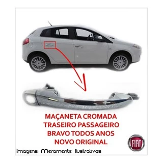 Maçaneta Cromada Traseiro Passageiro Original Bravo 11-2016 - 735570105