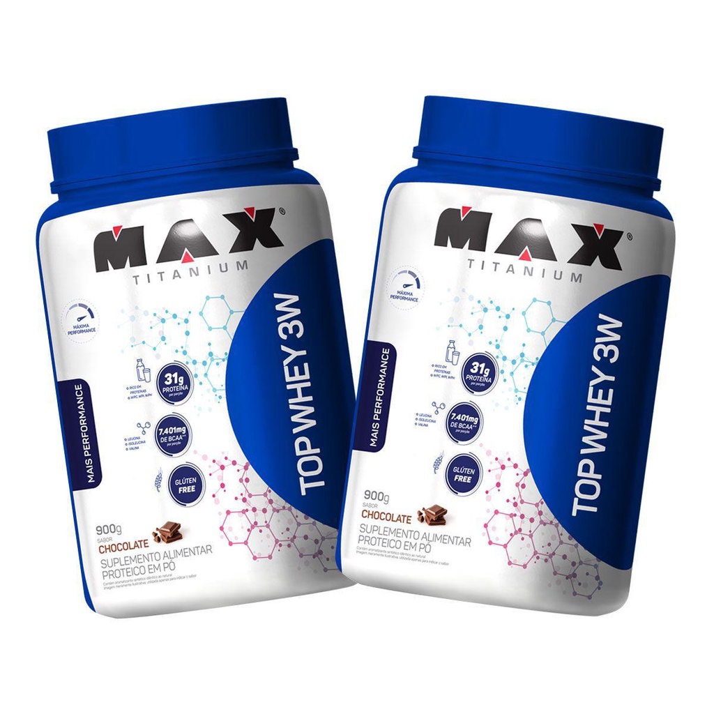 2x Top Whey Protein 3W 900g – Chocolate – Max Titanium