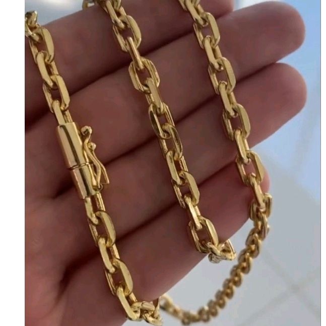 Corrente Cordão Masculina Moedas antigas Banhado 18k Fecho Canhão