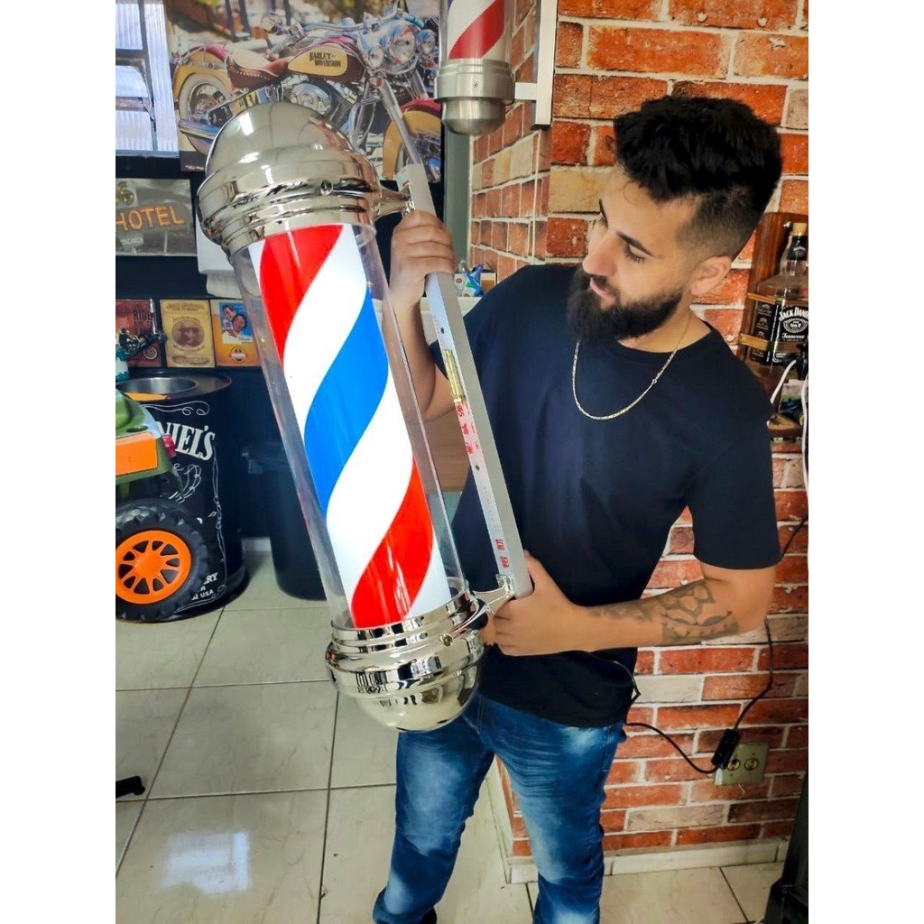 Barber Pole Poste De Barbeiro 80cm Outdoor | Shopee Brasil
