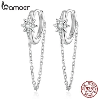 Brincos Bamoer 925 Prata Estrela Zircon Clipes Pinos Moda Joia Para Mulheres em Oferta na Shopee