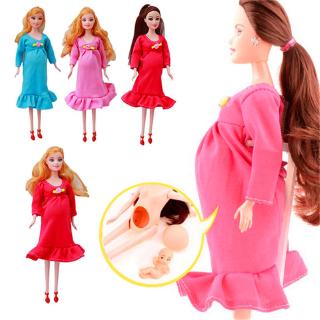 30cm Ken e Barbie Dolls Grávida com Barrigas Grandes, Família de 6