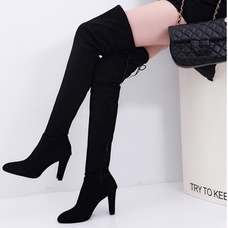 IELGY plus size Sobre O Joelho Botas Femininas Com Zíper Fosco De Salto Alto