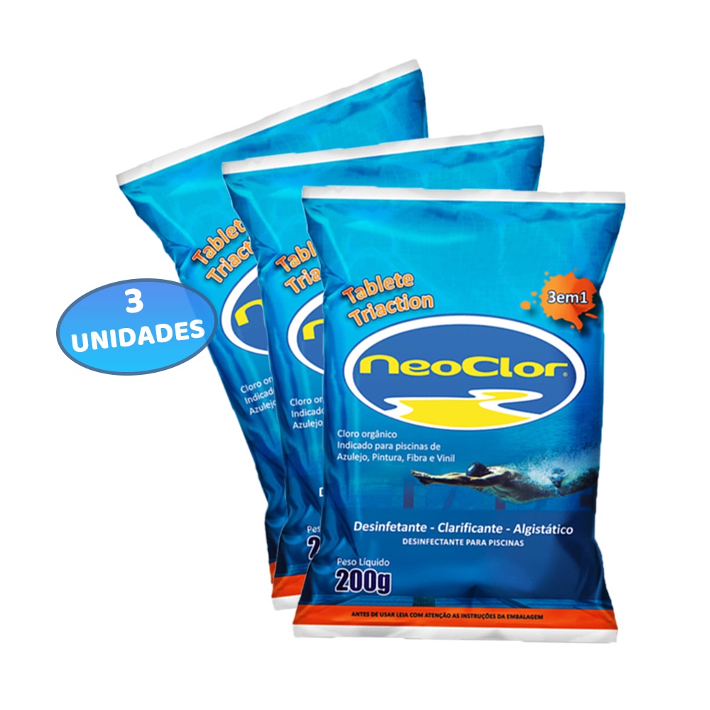 Kit com 3 Tabletes De Cloro Tripla Ação Neoclor Pastilha Para ...