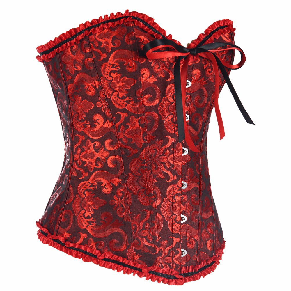 Corselet Corset Corpete Espartilho Vermelho/Preto