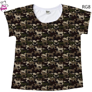 Camiseta Feminina Plus Size Cavalos Camuflados Country RG8