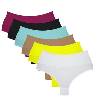 Kit Com 5 Calcinhas Cós Alto Lisas Modeladora Conforto