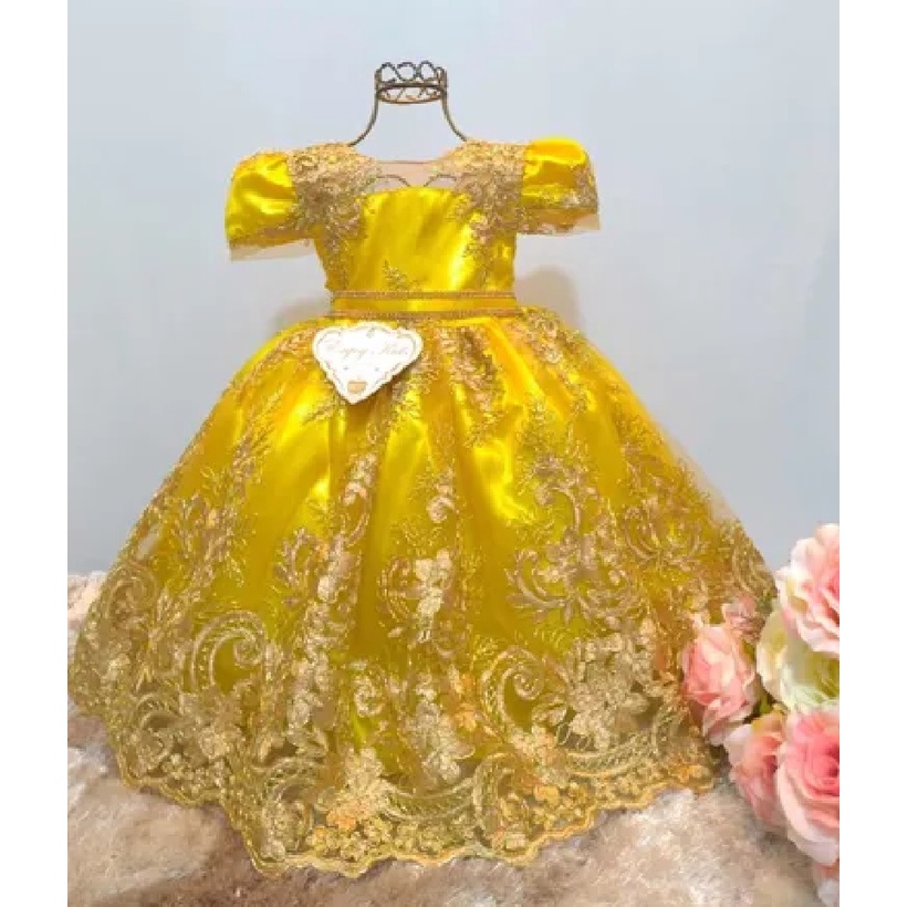 Vestido de luxo infantil hot sale amarelo