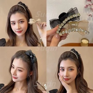 Único Conjunto De Clipe Adesivo De Tecido Incrustado De Strass Da Moda Coreana Para Acessórios De Cabelo De Deslocamento