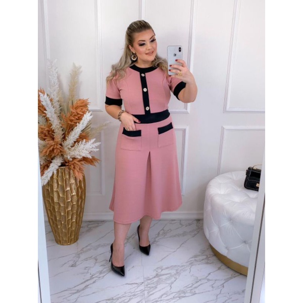 Vestido pink best sale com preto