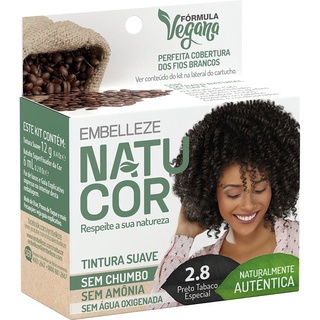 Tinta de cabelo natucor naturalmente autêntica café forte preto tabaco especial 2.8