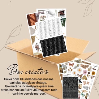 Box Criativo com 10 unidades das nossas cartelas vintage / Combo de adesivos Vintage / combo de adesivos para Bullet Journal