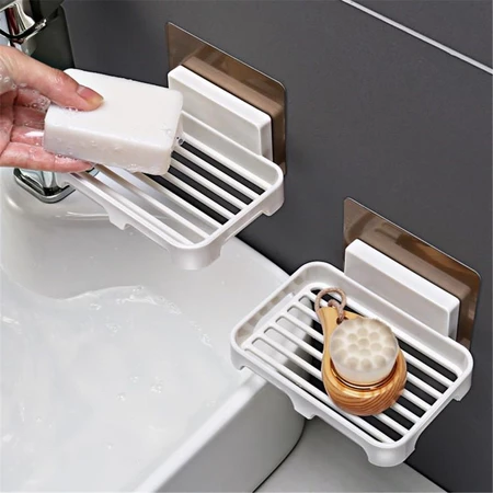 1 2PCS Saboneteira Sabonete Com Suporte Adesivo Sem Fura Parede