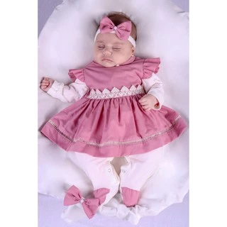 Saída Maternidade Menina Rose 04 peças Maria Alice Vermelho Roupas de Bebê
