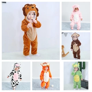 Baby Cute Lion Cow Cartoon Romper Recém-Nascido Roupa Infantil Meninos Meninas Pijamas Kigurumi Animal Onesie Jumpsuit
