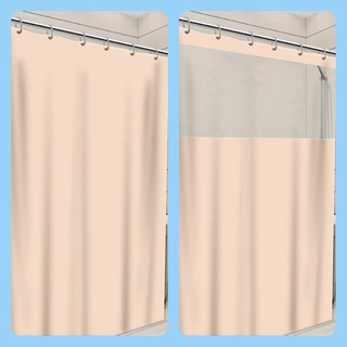 Cortina de Banheiro Impermeável Box Bege Com ou Sem Visor Nude 1,38 x 1,98m