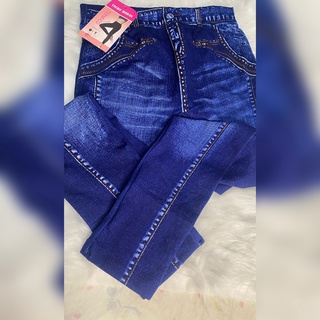 Calça Legging Jeans Fake Feminina Cintura Alta