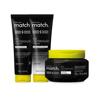 Combo Match SOS Cauterização Pós- Química: Shampoo 250ml + Condicionador 250ml + Máscara Capilar 250g