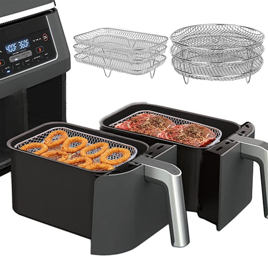 Fritadeira Air Fryer Racks De Desidratador Empilháveis 304 Cesta De Aço Inoxidável Bandeja Para A Ar Acessórios SHOPSKC5871