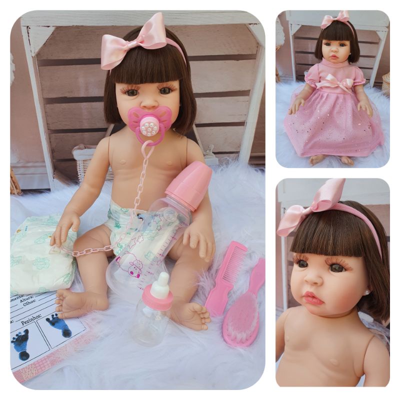 Boneca Bebê Reborn Brinquedo Corpo Silicone E Acessórios - Bebê