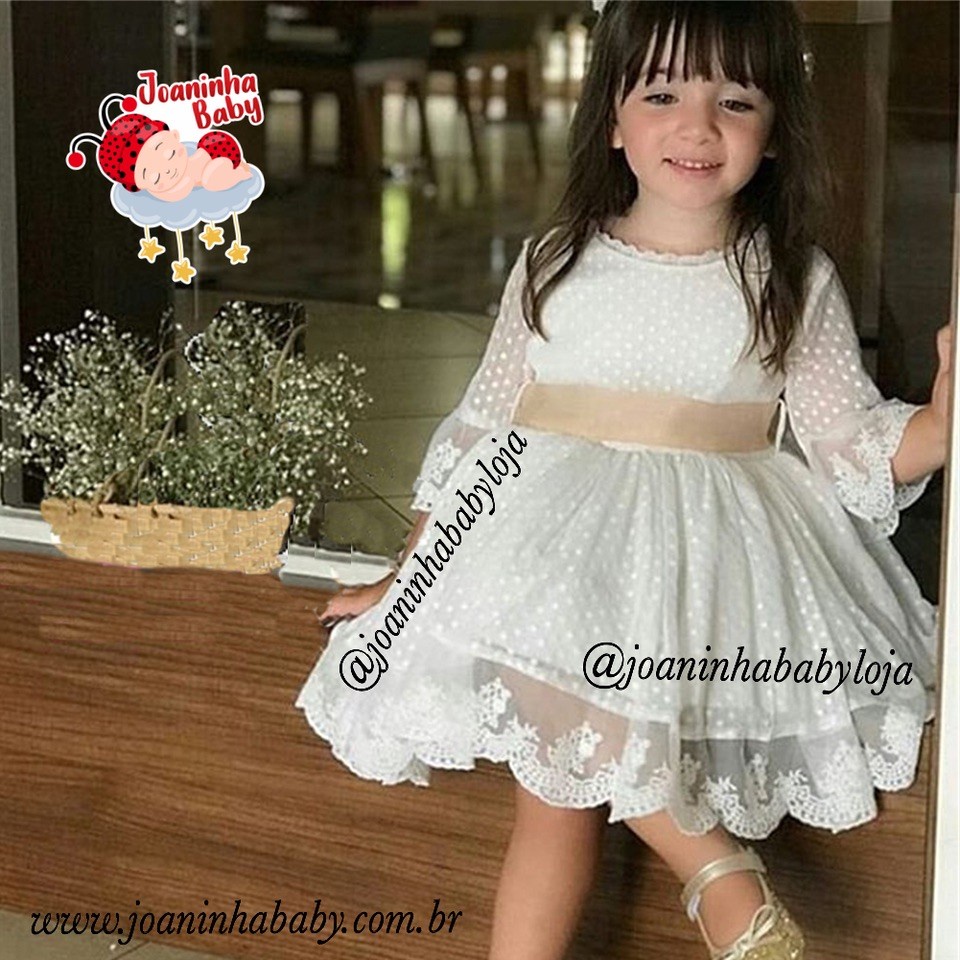 Vestido branco store bebe para batizado