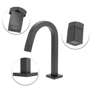 Torneira Lavatório Pia Banheiro Curva Bica Alta Quadrado Preto Cromado Bacia Metal em Oferta na Shopee