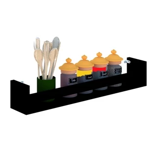 1 Prateleira Porta tempero multiuso preto 60 x 15x15 cm -100% Mdf