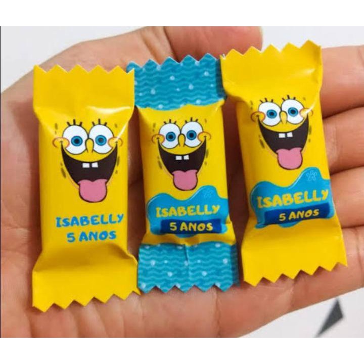 100 Embalagens Para Balas Personalizada Bob Sponja - Bala Personalizada
