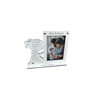 10 Mini Porta Retrato Menina oração santo anjo em mdf branco