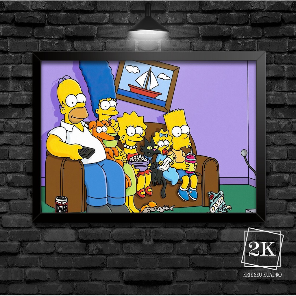 Quadro Decorativo Anime Os Simpsons c/ Moldura E Vidro A3 em