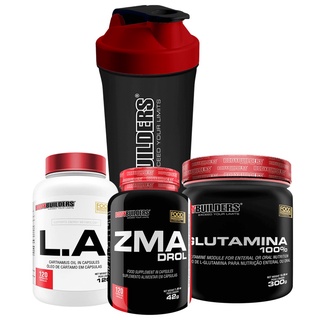 Kit Zma Drol, L.A. 120 Cápsulas, Glutamina 300g, Coqueteleira - Bodybuilders