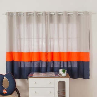 Cortina Quarto De Bebe Raposinha laranja cinza