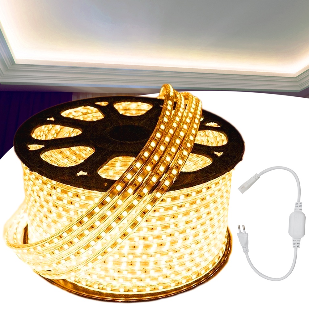 Fita Led 5050 Branca Quente Com Fonte 110v 20 metros Prova D'água